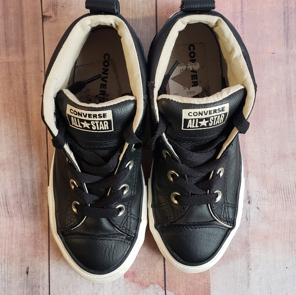 Leather Black Converse Junior Sneakers - Picture 9 of 16